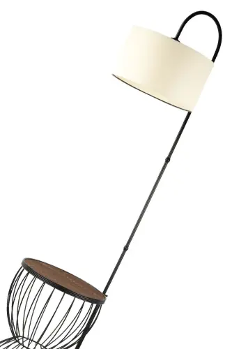 Venezia Floor Lamp Black Walnut Wood Cream Shade-Black - 4