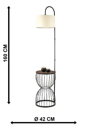 Venezia Floor Lamp Black Walnut Wood Cream Shade-Black - 5