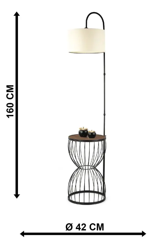 Venezia Floor Lamp Black Walnut Wood Cream Shade-Black - 5