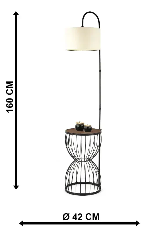 Venezia Floor Lamp Black Walnut Wood Cream Shade-Black - 5