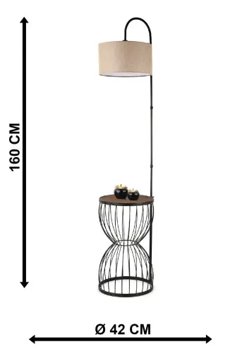 Venezia Floor Lamp Black Walnut Wood Rattan Shade-Black - 5