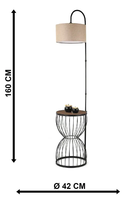 Venezia Floor Lamp Black Walnut Wood Rattan Shade-Black - 5