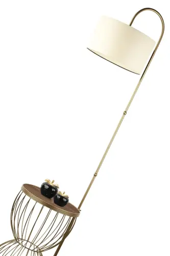 Venezia Floor Lamp Coffee Table Antique Walnut Wood Cream Shade-Antique - 4