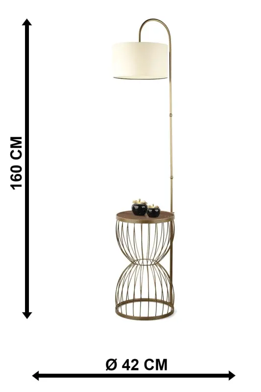 Venezia Floor Lamp Coffee Table Antique Walnut Wood Cream Shade-Antique - 5