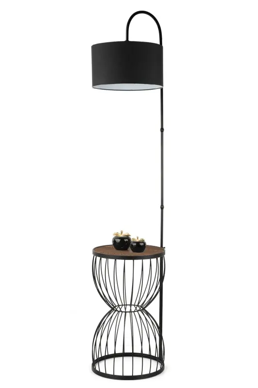 Venezia Sehpa Lambader Siyah Ceviz Ahşap Siyah Şapka-Siyah - 3