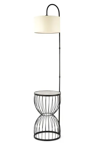 Venezia Sehpa Lampader Qora Marmar Yog'och Krem Shapka-Qora - 2