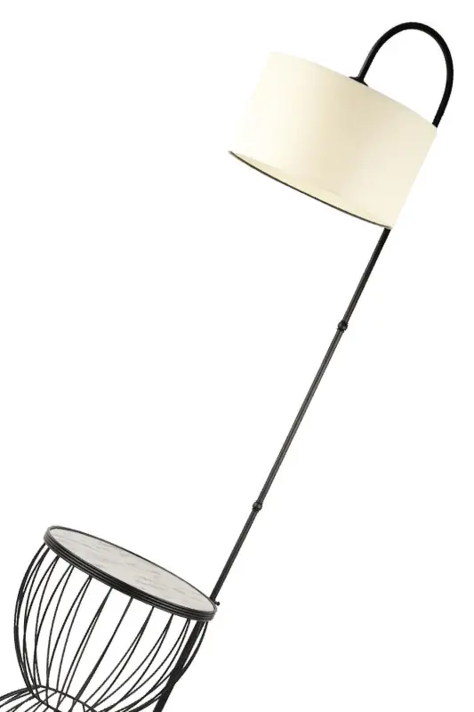 Venezia Sehpa Lampader Qora Marmar Yog'och Krem Shapka-Qora - 4