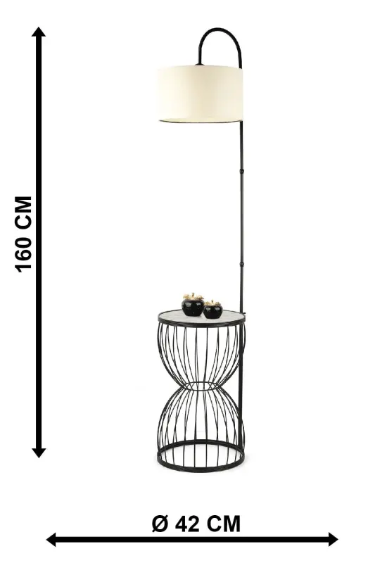 Venezia Sehpa Lampader Qora Marmar Yog'och Krem Shapka-Qora - 5