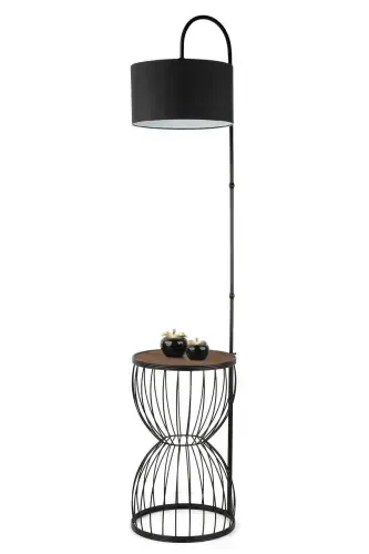 Venezia Торшер-подставка для журнального столика, черное дерево грецкого ореха, черный абажур - черный - 3