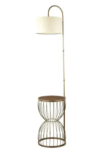 Venezia Торшер-штатив состаренная грецкого ореха древесина кремовый абажур-состаренный - Modazone (1)