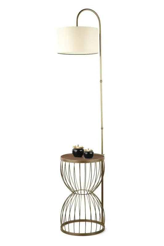Venezia Торшер-штатив состаренная грецкого ореха древесина кремовый абажур-состаренный - 3