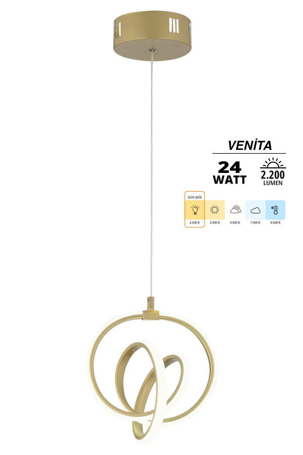 Venita Vintage Modern Pendant Daylight LED Chandelier Living Room Kitchen Room Hall LED Chandelier - 2