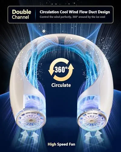 Вентилятор для шеи Heelkl AI, 4 скорости, регулируемый портативный персональный вентилятор, перезаряжаемый, аккумулятор 4000 мАч, более быстрое охлаждение, носимый вентилятор, ультратихий для дома, офиса, путешествий, на открытом воздухе - шампань - Heelkl