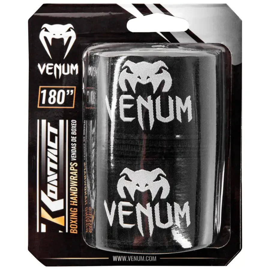 Venum 180-Inch Boxing Hand Wraps – Elastic, Unisex, Black/White – MMA, Kickboxing & Training Gear - 2