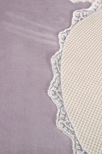 Venus 2-Piece Gray Dowry Lace Bath Mat Set Non-Slip Base Toilet Set-Gray - AVANTAJ (1)