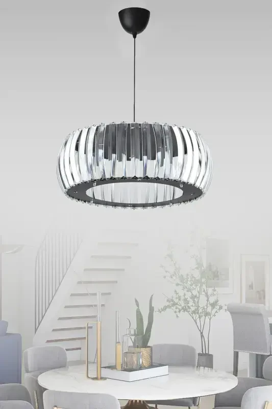 Venus Black 22 Cm T-installed Crystal Stone Chandelier - İSTANBUL AVIZE
