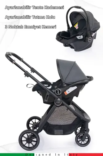 Venüs Premium Travel Sistem Bebek Arabası 2028 - Koyu Gri - PREGO (1)
