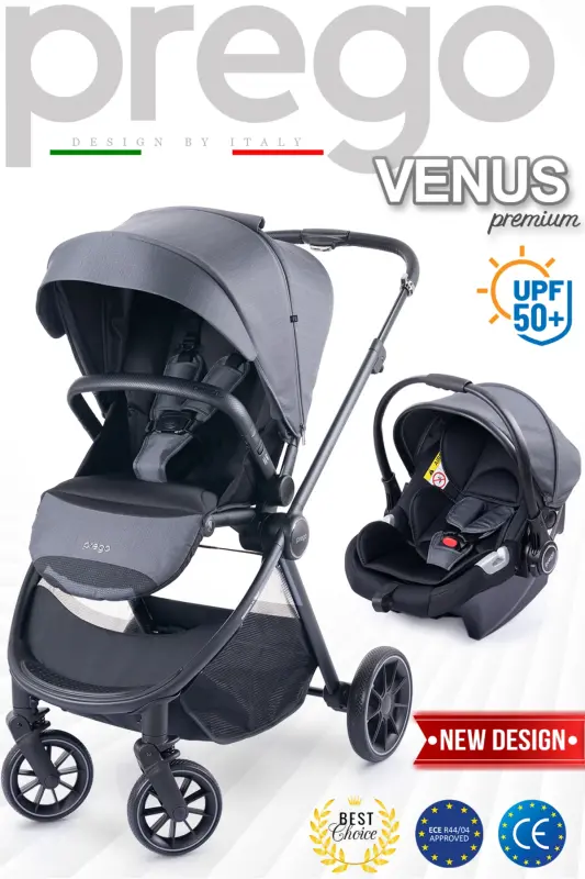 Venüs Premium Travel Sistem Bebek Arabası 2028-Koyu Gri - PREGO