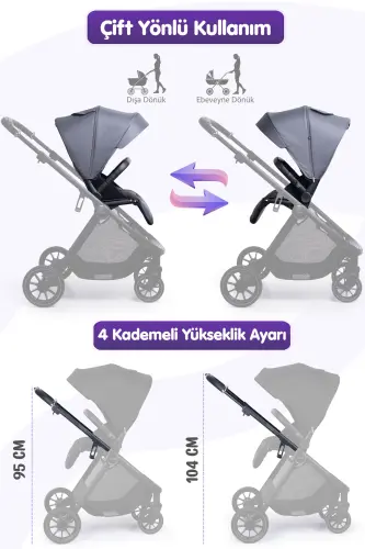 Venüs Premium Travel Sistem Bolalar Aravachasi 2028-To'q Kulrang - PREGO (1)