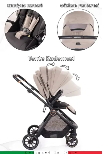 Venus Premium Travel System Baby Stroller-Beige - 3