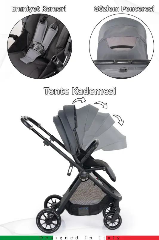 Venus Premium Travel System Stroller 2028-Dark Gray - 7