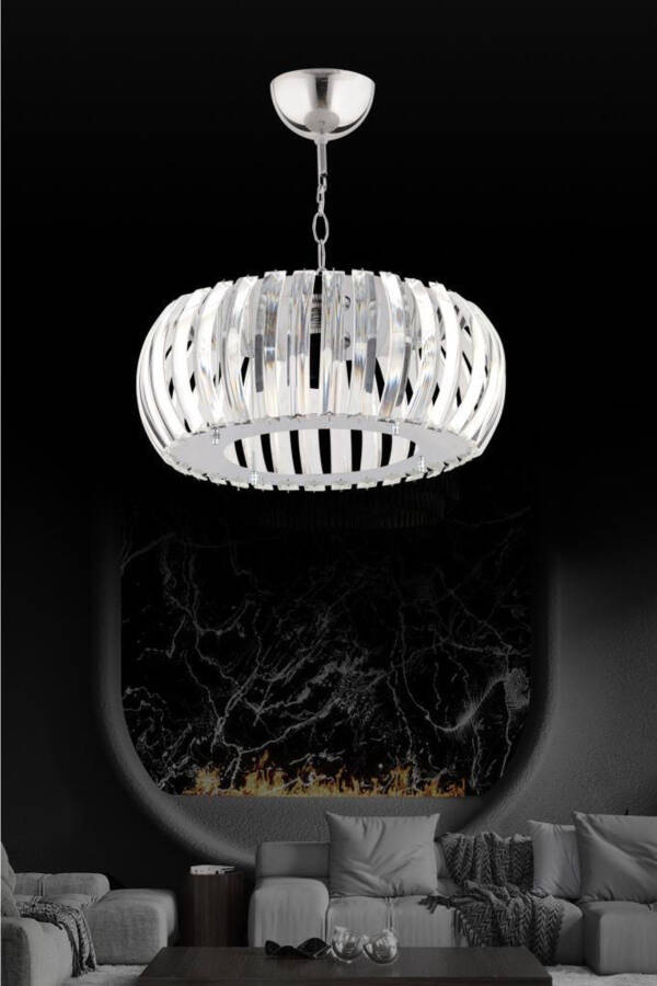 Venus Silver 22 Cm Crystal Stone Chandelier with T. Installation - 8