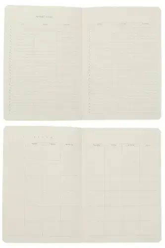 Venzi Hardcover Elastic Band Undated Thick Leaf Dotted Notebook 14x20 Cm-Silver - 6