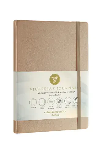 Venzi Hardcover Elastic Band Undated Thick Leaf Dotted Notebook 15x21 Cm (a5) Copper-Copper - 6