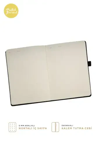 Venzi Hardcover Elastic Band Undated Thick Leaf Dotted Notebook 15x21 Cm (a5) Wine-Wine - 4