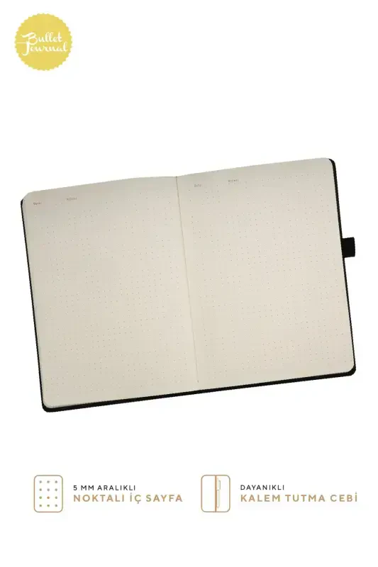 Venzi Hardcover Elastic Non-Dated Thick Leaf Dotted Notebook 15x21 Cm (a5) Coffee-Coffee - 4