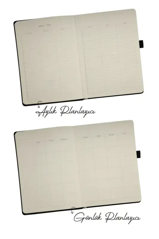 Venzi Hardcover Elastic Non-Dated Thick Leaf Dotted Notebook 15x21 Cm (a5) Coffee-Coffee - 5