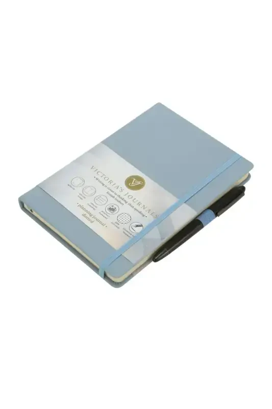 Venzi Hardcover Elastic Undated Thick Leaf Dotted Notebook 14x20 Cm Pastel Blue-Pastel Blue - VICTORIA'S JOURNALS