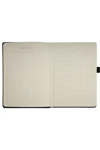 Venzi Sert Kapaklı Lastikli Tarihsiz Kalın Yapraklı Noktalı Defter 14x20 Cm Pastel Mor-Pastel mor - 3