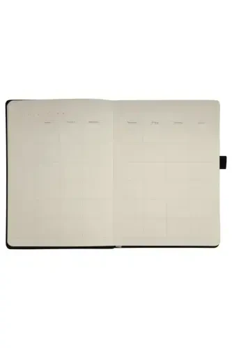 Venzi Sert Kapaklı Lastikli Tarihsiz Kalın Yapraklı Noktalı Defter 14x20 Cm Pastel Mor-Pastel mor - 4