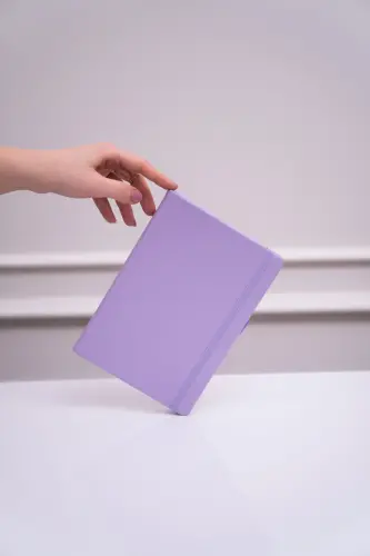 Venzi Sert Kapaklı Lastikli Tarihsiz Kalın Yapraklı Noktalı Defter 14x20 Cm Pastel Mor-Pastel mor - 6