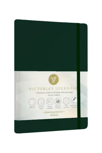 Venzi Sert Kapaklı Lastikli Tarihsiz Kalın Yapraklı Noktalı Defter 15x21 Cm (a5) Yeşil-Yeşil - 6