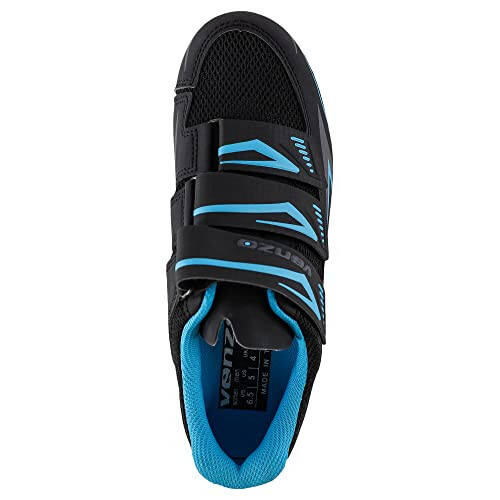 Venzo Bike Bicycle Women's Ladies Cycling Riding Shoes - Compatible with Peloton, LOOK Delta & for Shimano SPD-SL - Perfect for Road Racing Indoor Exercise Bikes 38 Blue - 3