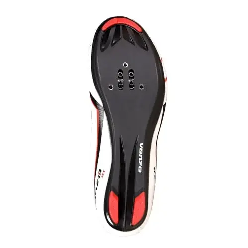 Venzo Bicycle Men's Road Cycling Riding Shoes - 3 Straps - Compatible with Look Delta & for Shimano SPD-SL - Perfect for Road Racing Bikes - White - 8 US Men - 4
