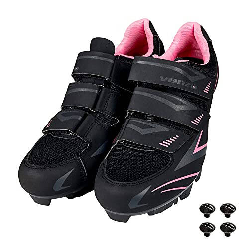 Venzo Women’s MTB Bike Bicycle Cycling Shoes with Multi-Function Clip-Less Pedals & Cleats - Compatible with Shimano SPD & Crankbrother System - 4