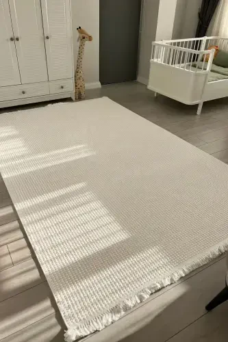 Vera 1451 Cream Soft Touch Rug Kilim Living Room Kitchen Corridor Cut Runner Woven Machine Carpet-Cream - 6