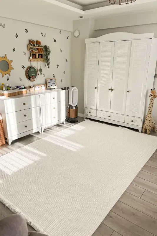 Vera 1451 Krem Yumuşak Dokulu Halı Kilim Salon Mutfak Koridor Kesme Yolluk Dokuma Makine Halısı-Krem - 1