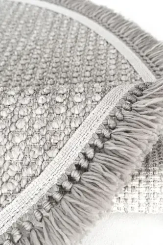 Vera 1453 Gri Gilam Kilim Yumshoq Tuzilishli Salon Gilami Oshxona Dalandan Dumaloq To'quv Mashina Gilami-Kulrang - 6