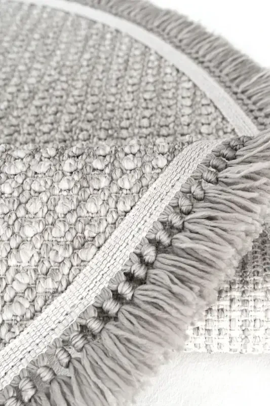 Vera 1453 Gri Gilam Kilim Yumshoq Tuzilishli Salon Gilami Oshxona Dalandan Dumaloq To'quv Mashina Gilami-Kulrang - 6