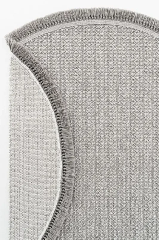 Vera 1453 Gri Halı Kilim Yumuşak Dokulu Salon Halısı Mutfak Antre Yuvarlak Dokuma Makine Halısı-Gri - 4