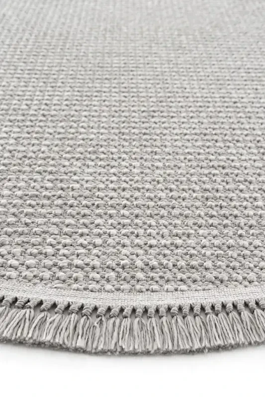 Vera 1453 Gri Halı Kilim Yumuşak Dokulu Salon Halısı Mutfak Antre Yuvarlak Dokuma Makine Halısı-Gri - 5