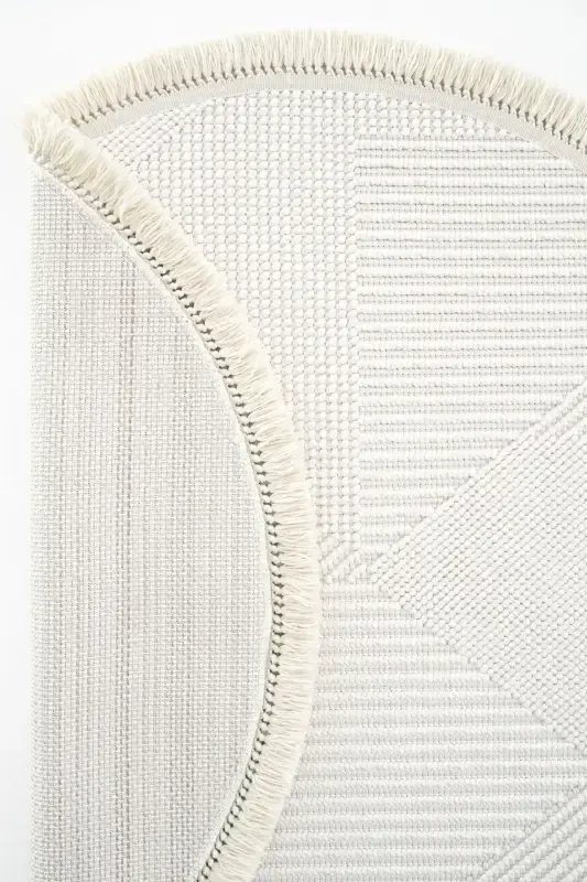 Vera 1454 Cream Rug Kilim Soft Texture Living Room Rug Kitchen Entrance Round Woven Machine-Made Rug - Cream 1 - 4