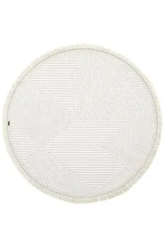 Vera 1454 Krem Halı Kilim Yumuşak Dokulu Salon Halısı Mutfak Antre Yuvarlak Dokuma Makine Halısı-Krem 1 - 1