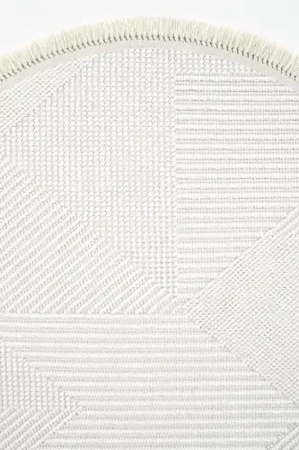 Vera 1454 Krem Halı Kilim Yumuşak Dokulu Salon Halısı Mutfak Antre Yuvarlak Dokuma Makine Halısı-Krem 1 - 3