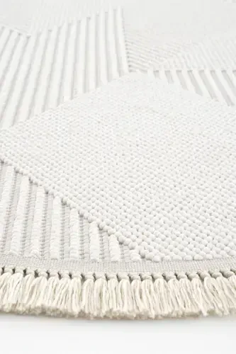 Vera 1454 Krem Halı Kilim Yumuşak Dokulu Salon Halısı Mutfak Antre Yuvarlak Dokuma Makine Halısı-Krem 1 - 5