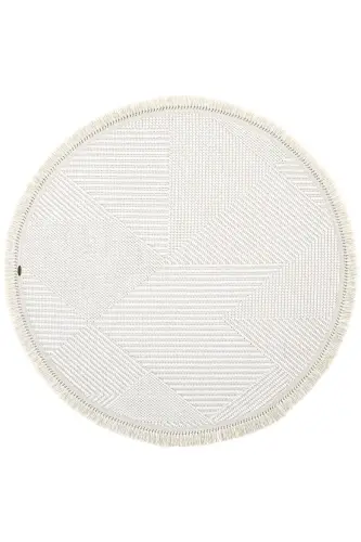 Vera 1454 Krem Halı Kilim Yumuşak Dokulu Salon Halısı Mutfak Antre Yuvarlak Dokuma Makine Halısı - Krem 1 